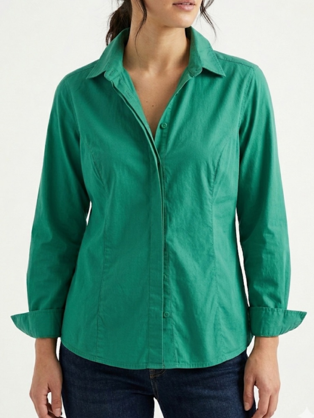 Riders by Lee Button-Up – Size Large | Classic Green | 59% Cotton | Casual Core‎